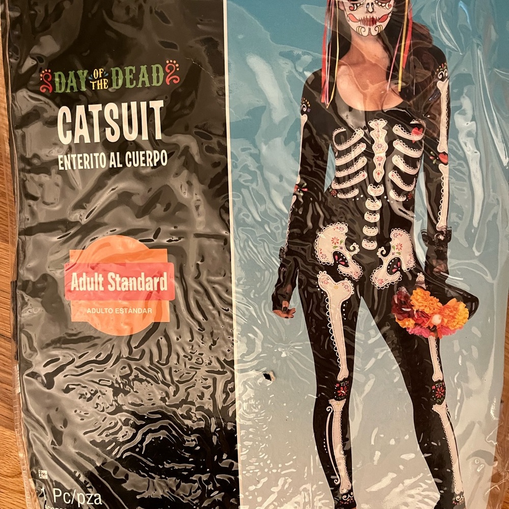 Day of the Dead Skeleton catsuit. Size small